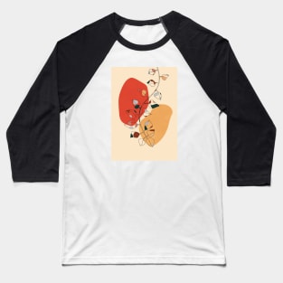 Abstract Modern, Minimalist Botanical Print, Line Work Baseball T-Shirt